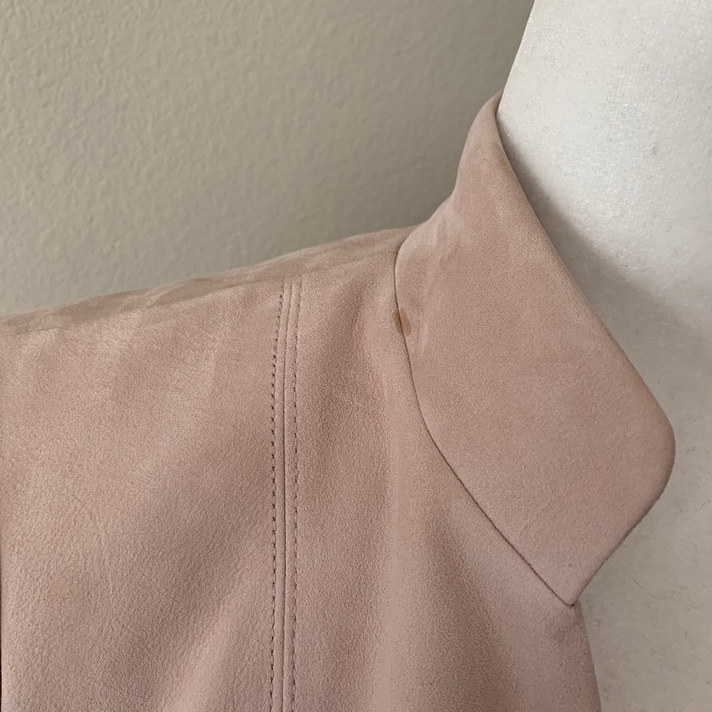 SOLD!WHBM Pink Open Front Cascading Suede Jacket - Picture 2 of 8